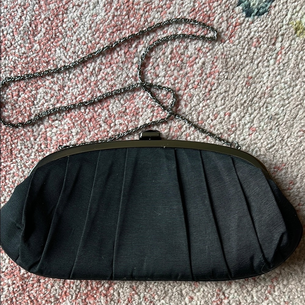 Olga Berg Anthropologie Elegant Vintage Black Clutch Shoulder Evening Bag